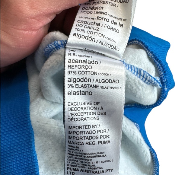 Puma AOP Men’s Hoodie Size Medium‎ Hooded Blue & White Logo All Over Print - Picture 8 of 8